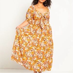 Eloquii floral Orange Maxi Dress